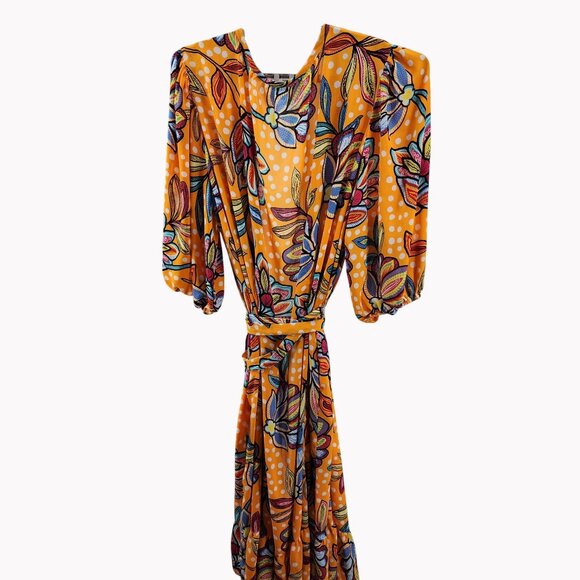 Tabitha Brown for Target Size 4X Womens Orange Floral Swim Cover Up Belted - Picture 4 of 11